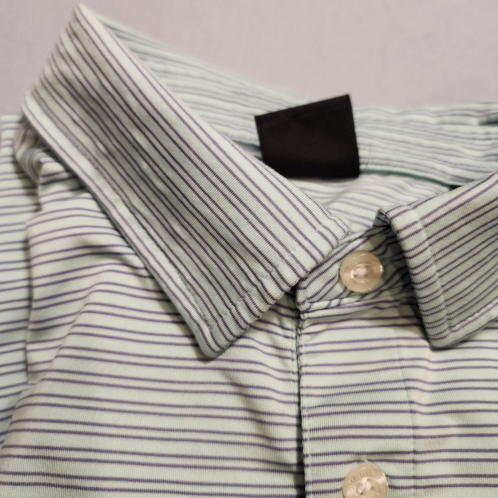 Dunning Mens Striped Performance Polo Green Size Large - Picture 8 of 8
